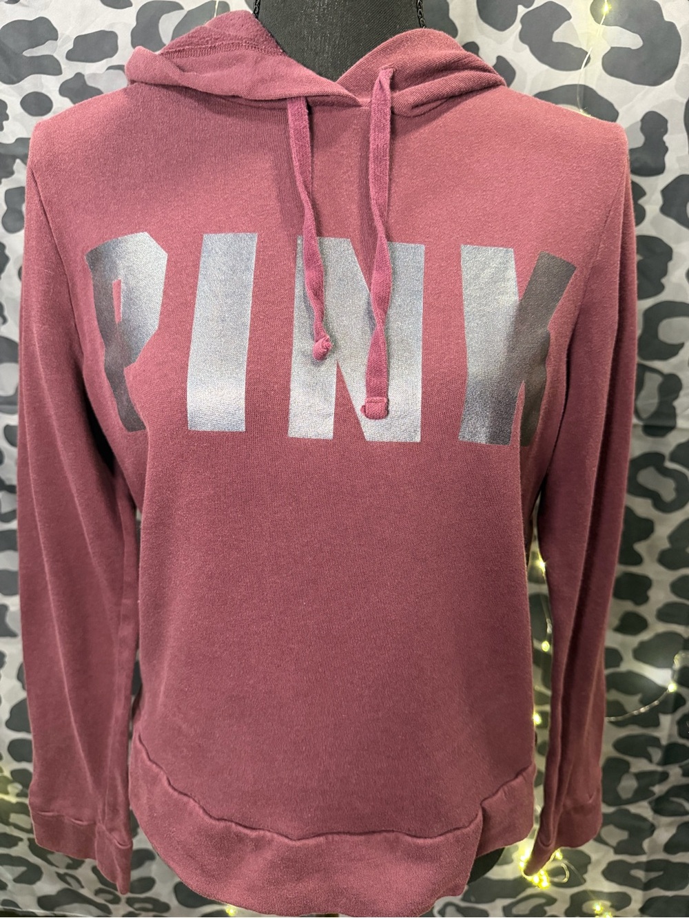 PINK Victoria's Secret Metallic Logo Hooded Sweatshirt - Rosewood